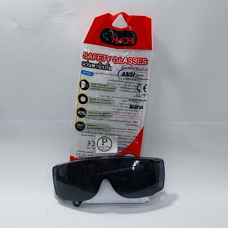 แว่นตานิรภัย สีดำ60%HACHI