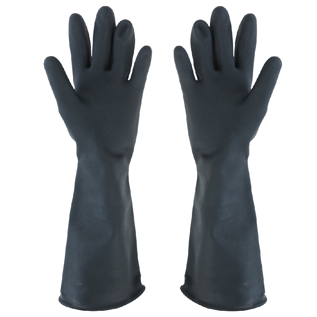 ถุงมือยางสีดำ ตราม้า M รุ่นบาง