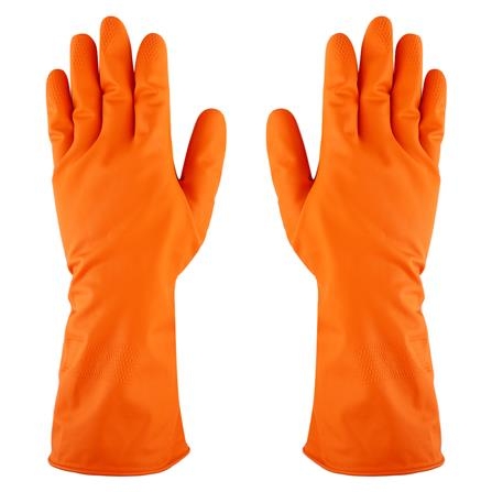 ถุงมือยางสีส้ม ตราม้า L